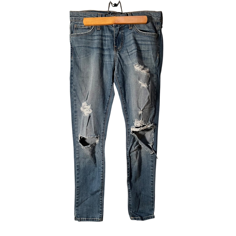 Flying Monkey Platinum Women's Sz 24 Distressed Skinny Jean Medium Wash Mid-Rise